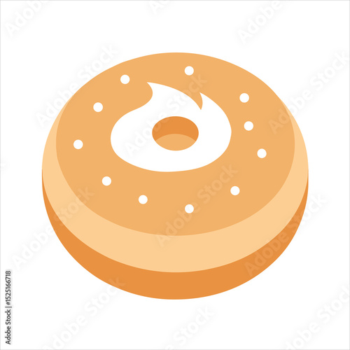 Cartoon Donut with Cream Filling and Sprinkles on a White Background