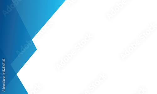 Abstract blue geometric background with layered triangular shapes on the left and white space on the right. Ideal for modern presentations, business designs, and professional templates.