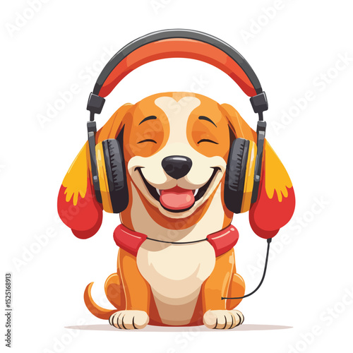dog with headphones