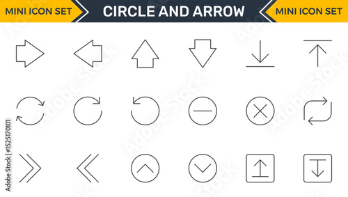 Set of Circle and Arrow Icon Set: A Versatile Collection for Navigation, Directional Signs, Workflow Diagrams, User Interface Design