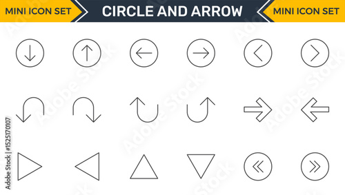 Set of Circle and Arrow Icon Set: A Versatile Collection for Navigation, Directional Signs, Workflow Diagrams, User Interface Design