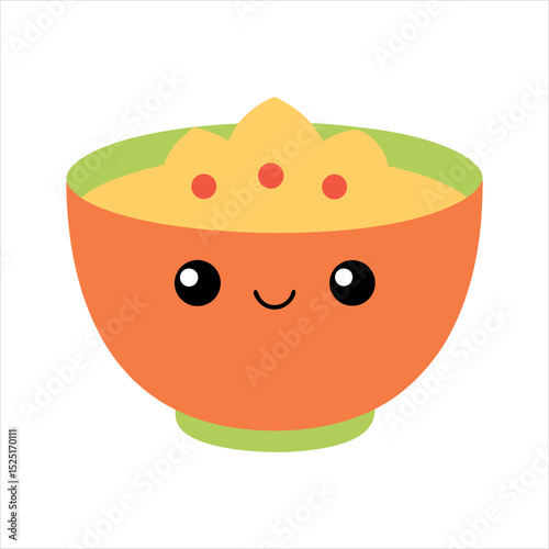 Adorable Cartoon Bowl of Oatmeal with Berries cute illustration happy