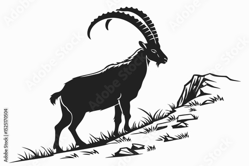 ibex sihouette black vector