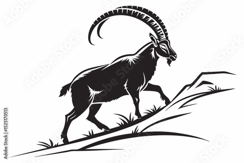 ibex sihouette black vector