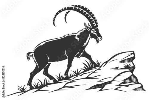 ibex sihouette black vector