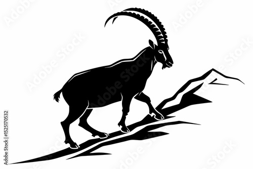 ibex sihouette black vector