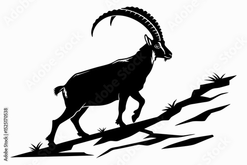 ibex sihouette black vector