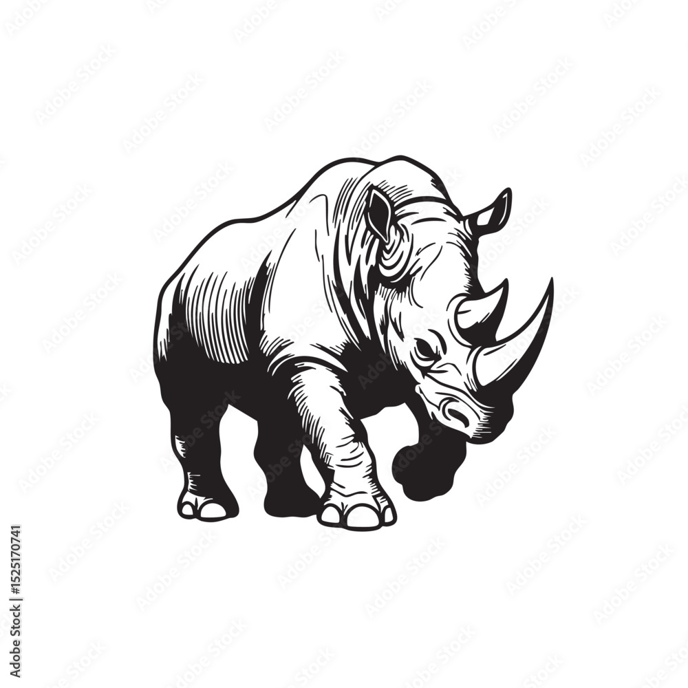 Fototapeta premium Powerful Rhino Illustration A Majestic Creature of the Savannah