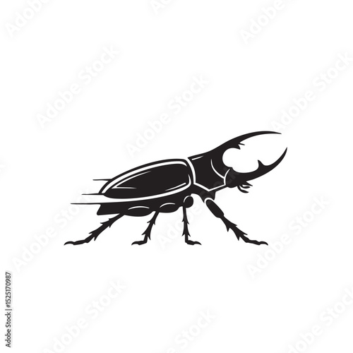 Dynamic Rhinoceros Beetle Illustration A Powerful Insect Design