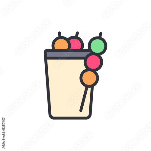 Delicious Refreshment With Dango Skewers In A Simple Icon Illustration