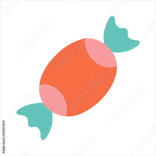 Simple Cartoon Illustration of an Orange Candy stylized candy illustration