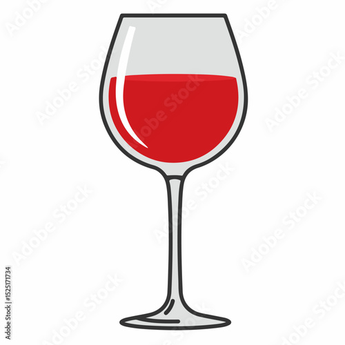 Red wine glass with full of wine. Elegant red wine in a tall glass, perfect for wine tasting events.  This image is ideal for restaurant menus, wine shop advertisements,