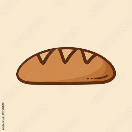 Freshly baked bread loaf, golden brown crust, simple illustration.  Delicious bread perfect for sandwiches or toast.  This simple bread image is ideal for bakery menus, food blogs,
