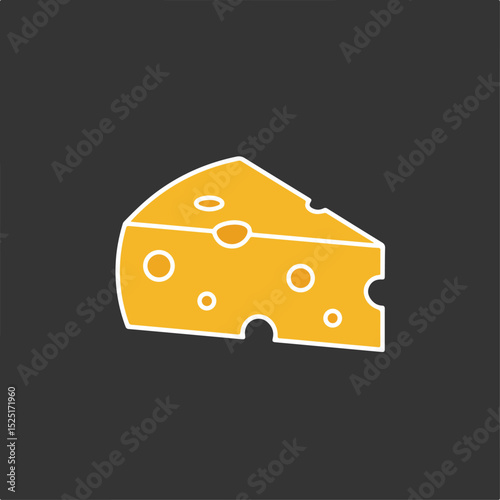 Delicious cheese wedge, dairy product with holes, rich in calcium and protein.  Cheese slice icon, perfect for food blogs and cooking websites.  This image is ideal for use in restaurant menus,