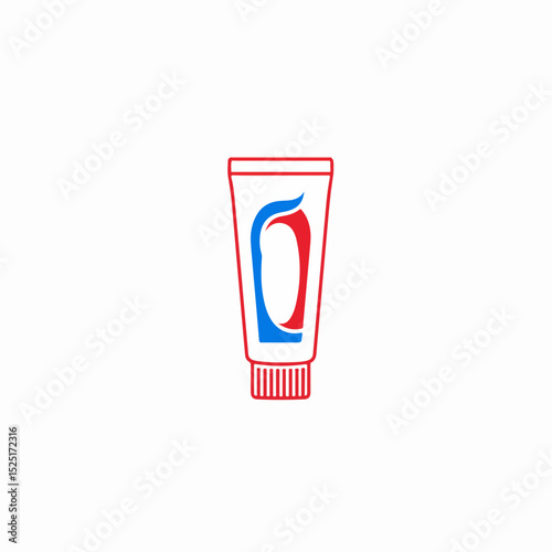 Toothpaste tube packaging mockup, red and blue design, simple clean template.  Product packaging for oral hygiene, dental care, or kitchen cleaning supplies.