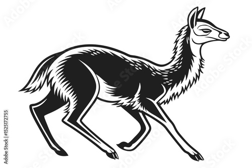 vicuna sihouette black vector