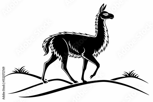 vicuna sihouette black vector