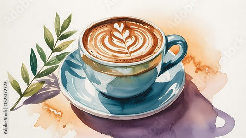 Watercolor Cappuccino: A Gentle Morning