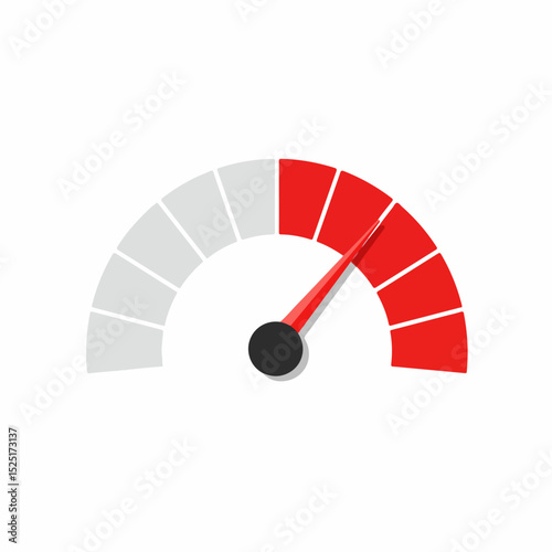 Red speed indicator gauge shows high performance level.  Speedometer needle points to red segment indicating fast speed or high activity.