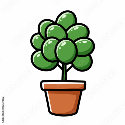 Green plant in brown pot. Cute cartoon potted plant with round leaves. This illustration is perfect for gardening websites, blogs, and educational materials related to садоводство.