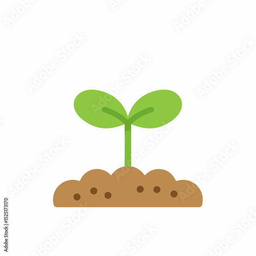 Young sprout growing from rich soil. Seedling with two bright green leaves emerges from brown earth.  New life concept ideal for gardening blogs, websites,