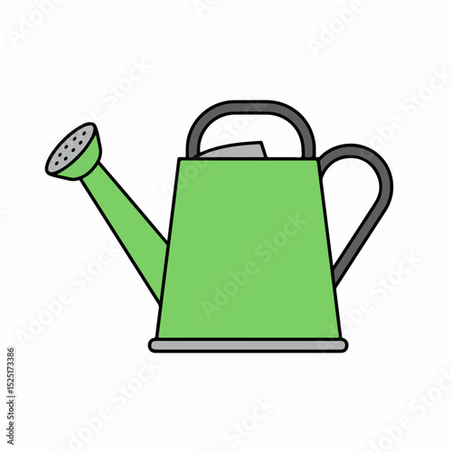 Green watering can for garden watering. This watering can is perfect for plants and flowers. Use this image for gardening blogs and websites.