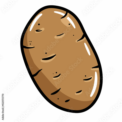 Single brown potato illustration.  This detailed potato image shows skin texture and subtle shading. Use this potato drawing for gardening websites, educational materials,