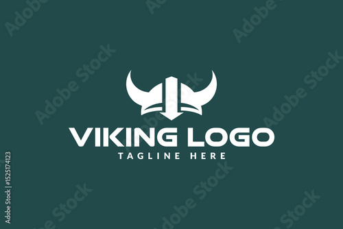 viking helmet logo icon vector illustration	