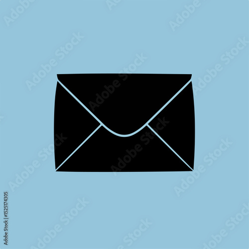Simple black envelope icon on light blue background. This minimal envelope image is perfect for email marketing communications.
