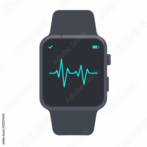 Smartwatch displaying heart rate monitor data.  Stylish health tracker with accurate pulse measurement, suitable for fitness apps and medical monitoring.