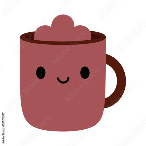 Adorable Cartoon Mug with Marshmallows Hot Chocolate cute illustration smiling