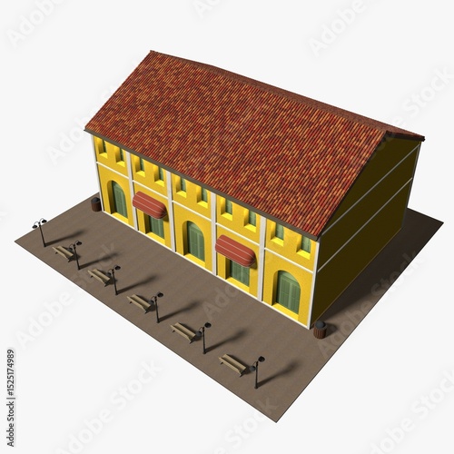3D illustration of coffee shop