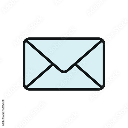 Flat envelope icon for messages, emails, communication tools, contact forms, and mailing visuals.

