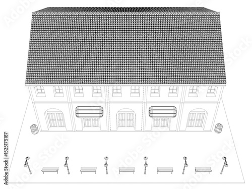 3D illustration of coffee shop