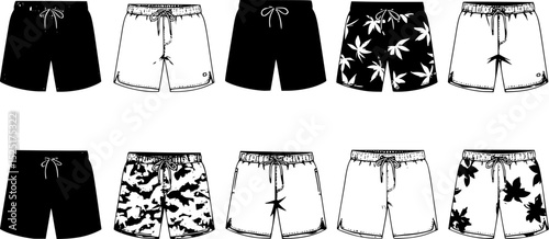 Vector set of illustration of men's swimming trunks
