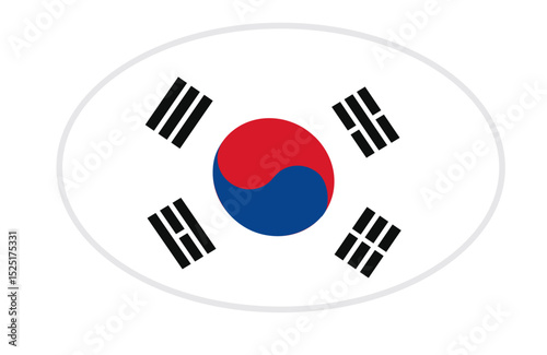 South Korea flag ellipse shaped. vector	