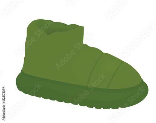 Green  chunky snow boot. vector