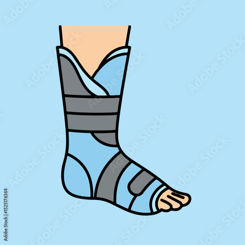 Medical ankle support brace, foot protection, leg injury recovery.  Comfortable ankle brace provides reliable support and protection for foot injuries.  Durable,