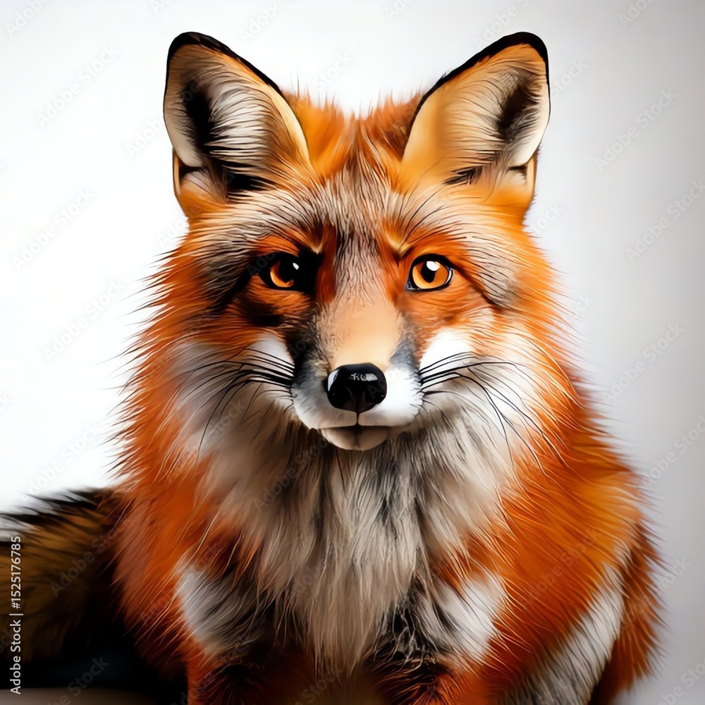 Fototapeta premium Majestic Red Fox Portrait: Stunning Close-Up of a Wild Animal with Vivid Orange Fur and Intense Eyes. Perfect for Wildlife, Nature, and Animal Lovers.