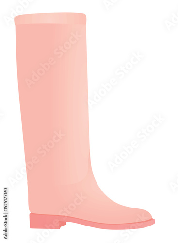 Pink  long boot. no high heels. vector illustration