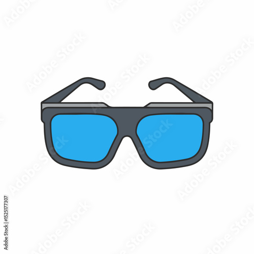 Stylish safety glasses with blue lenses and gray frame. Protective eyewear for industrial work or medical use.