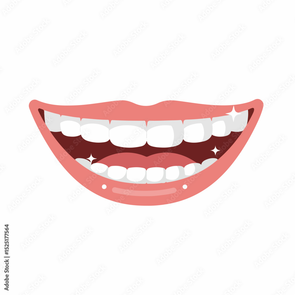 Naklejka premium Healthy smile with bright white teeth and pink lips. Perfect smile represents dental hygiene and oral care. Image of healthy smile ideal for dental clinic brochures and laboratory materials.