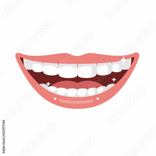 Healthy smile with bright white teeth and pink lips. Perfect smile represents dental hygiene and oral care. Image of healthy smile ideal for dental clinic brochures and laboratory materials.