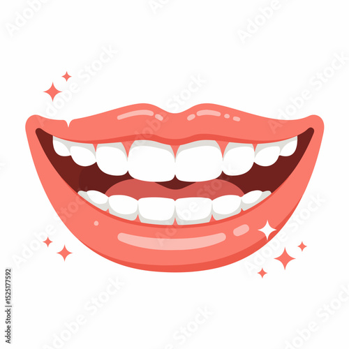 Healthy smile with bright white teeth and pink lips. Perfect smile shows healthy gums and clean teeth. This image is perfect for dental clinic brochures or laboratory presentations.
