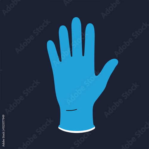 Blue nitrile glove, hand protection equipment, medical supplies for healthcare workers.  High-quality glove image shows detailed texture and fit.