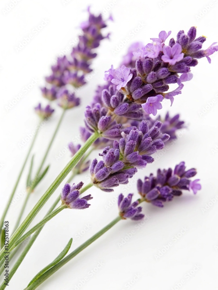 Fototapeta premium Beautiful Lavender Flowers on a White Background