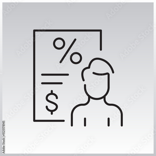 Taxes outLine icon. Editable stroke. Vector illustration