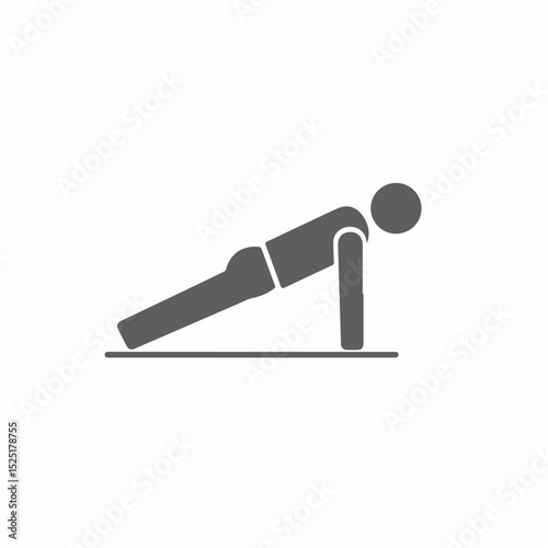 Fitness workout plan with simple man icon doing plank exercise.  Fitness illustration shows person performing plank pose for strength training.