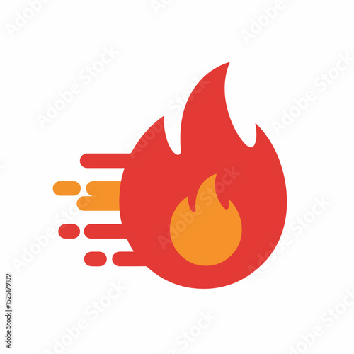 Fiery flame logo design with motion effect. Red and orange fire symbol represents passion, energy, and speed. This dynamic logo is perfect for fitness brands, Christmas promotions,