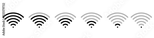 Signal strength icon vector set. Network signal illustration sign collection. Wifi signal symbol. Signal web icons. Wi fi symbols for web and mobile app.